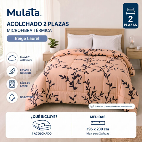 Acolchado 2 Plazas Doble Faz Microfibra Térmico 195 x 230cm - Beige Laurel Acolchado 2 Plazas Doble Faz Microfibra Térmico 195 x 230cm - Beige Laurel