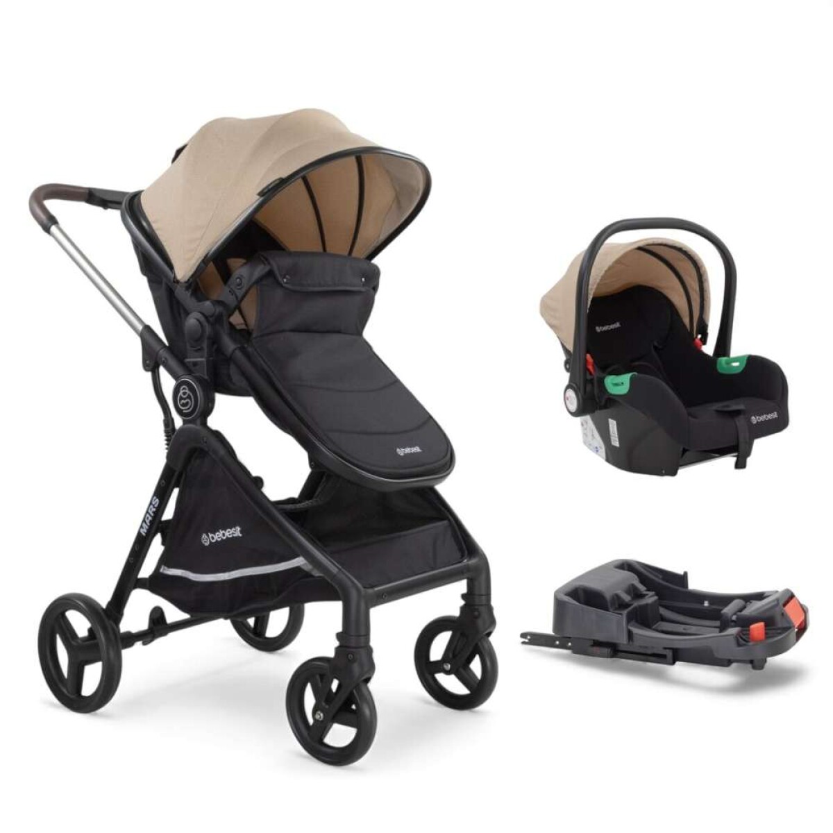 Bebesit Travel System Mars Lx Baby Silla I-Size + Base Isofix - Beige 