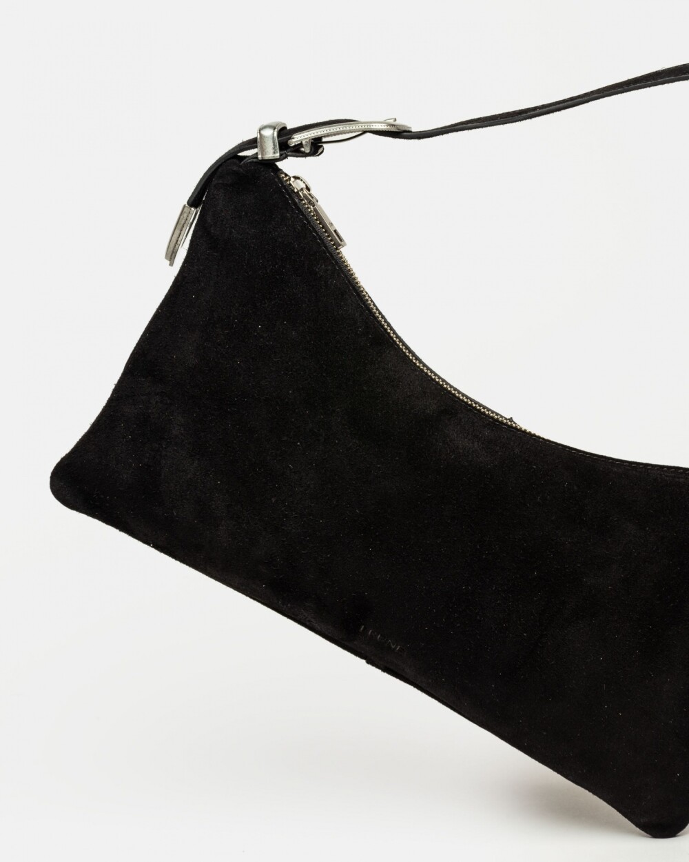 Cartera al hombro Bamboo en cuero gamuza Negro