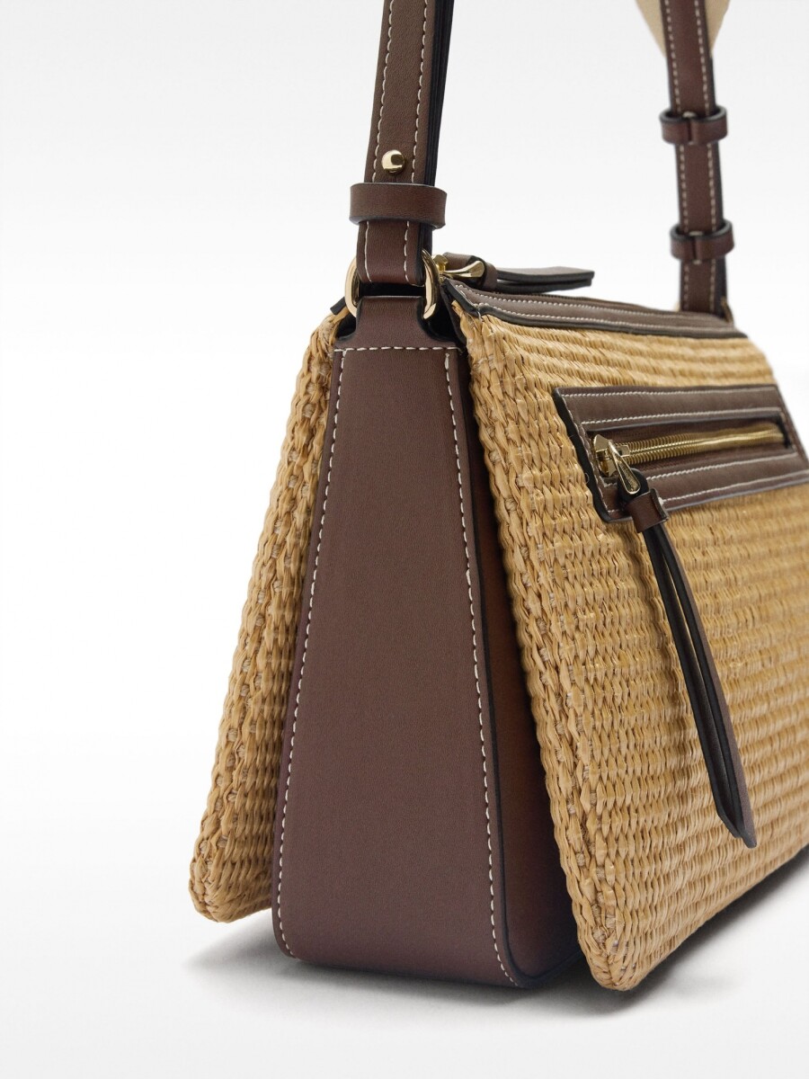 Bolso Bandolera Triple Efecto Rafia natural