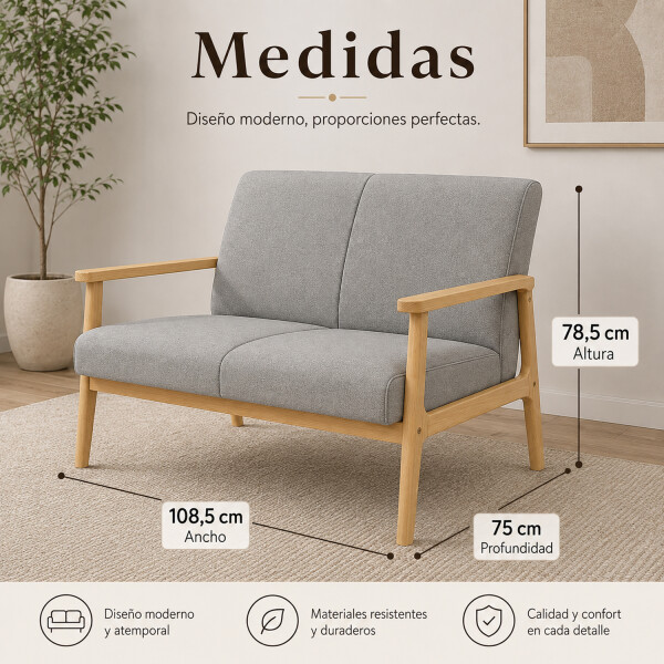 Sillón Sofá 2 Cuerpos Fc3057 GRIS