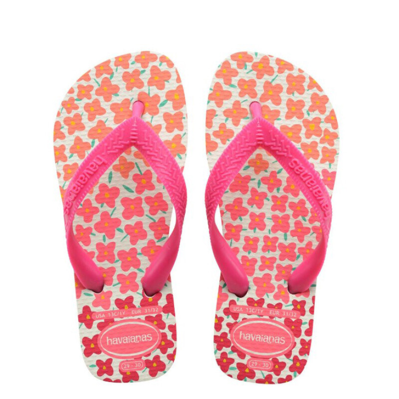 Sandalias Infantiles Havaianas Hav.Kids Flores Blanco - Rosado - Fucsia