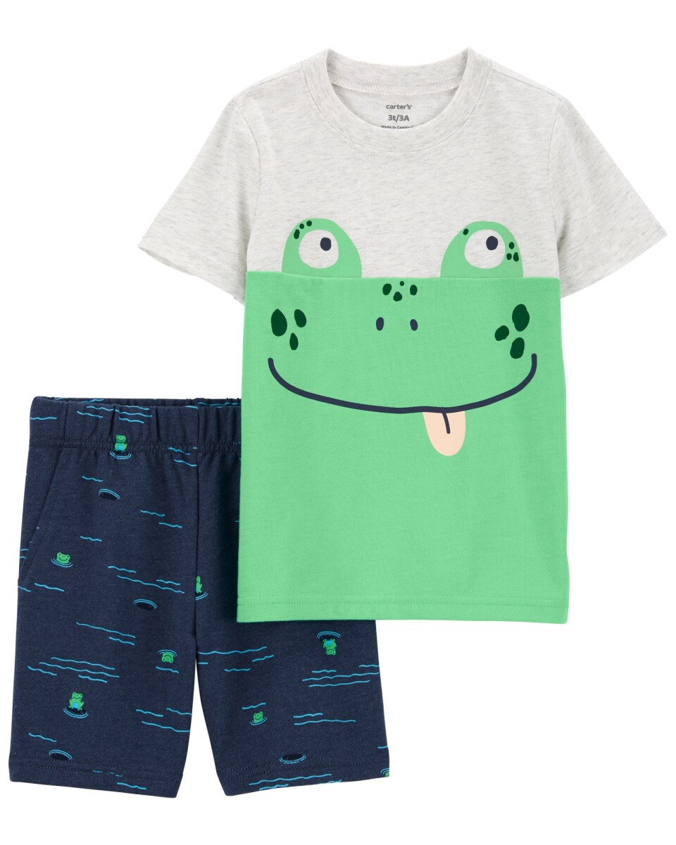 Set dos piezas short y remera diseño rana 