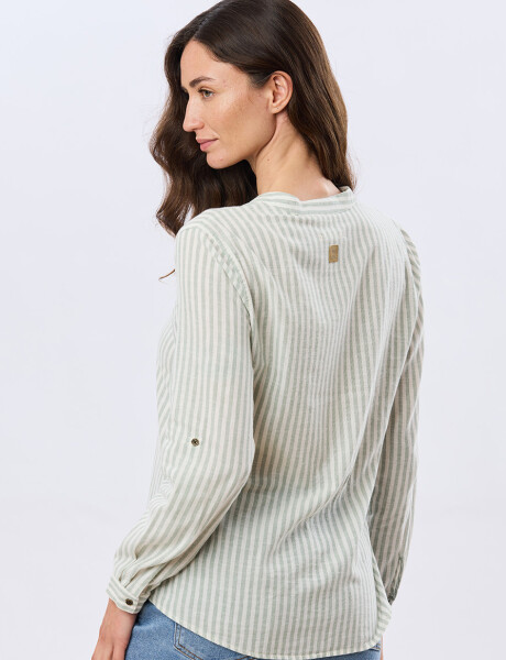 CAMISA DE LINO CUELLO MAO Menta