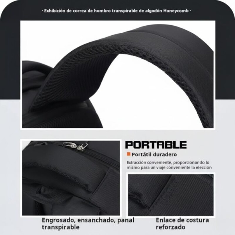 Mochila Liceal Escolar Urbana 3 Cierres negro