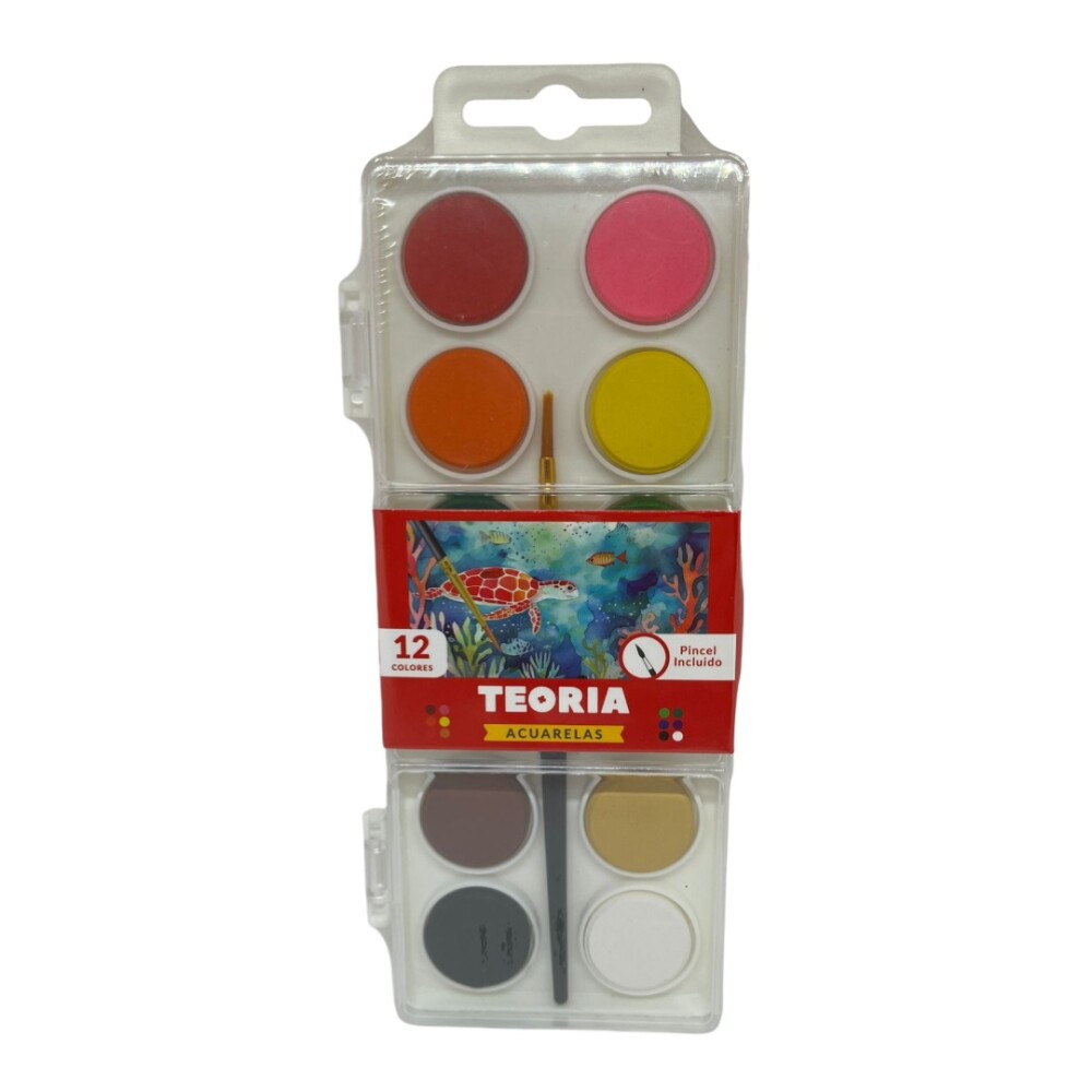 Acuarelas x12 Teoría+ Chica + Pincel #Acuarelas x 12 Teoría+ Chica + Pincel