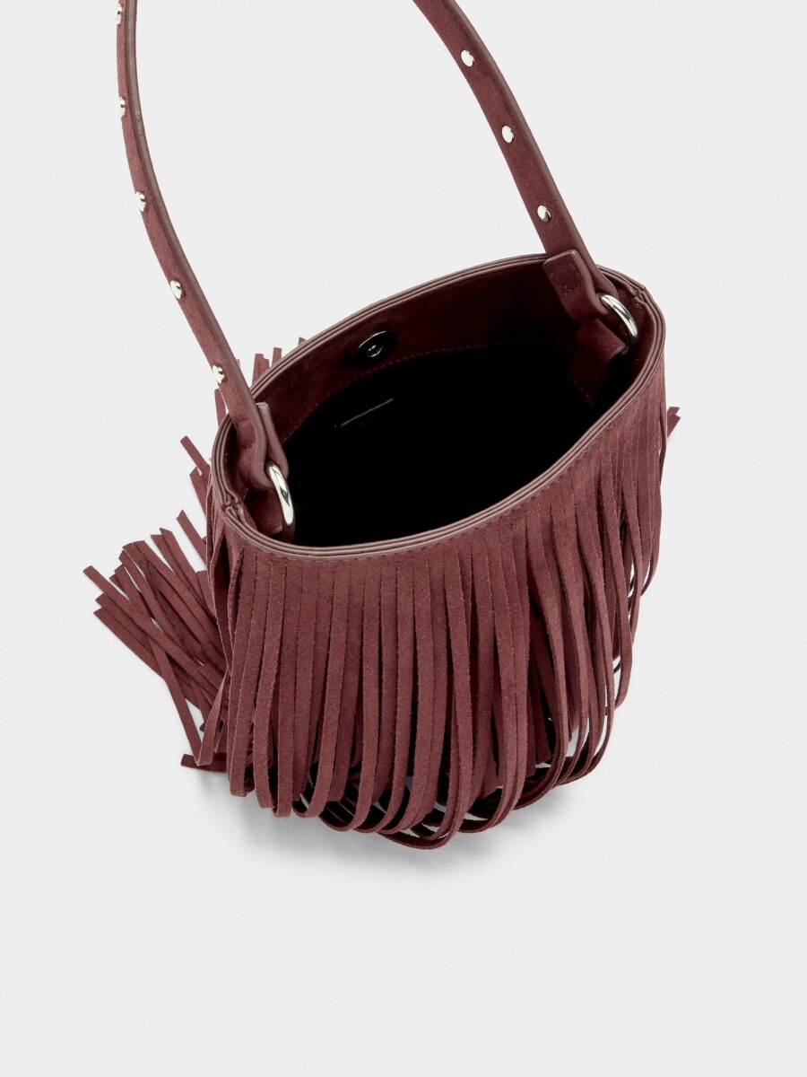 Bolso Bombonera Con Flecos Largos burdeos