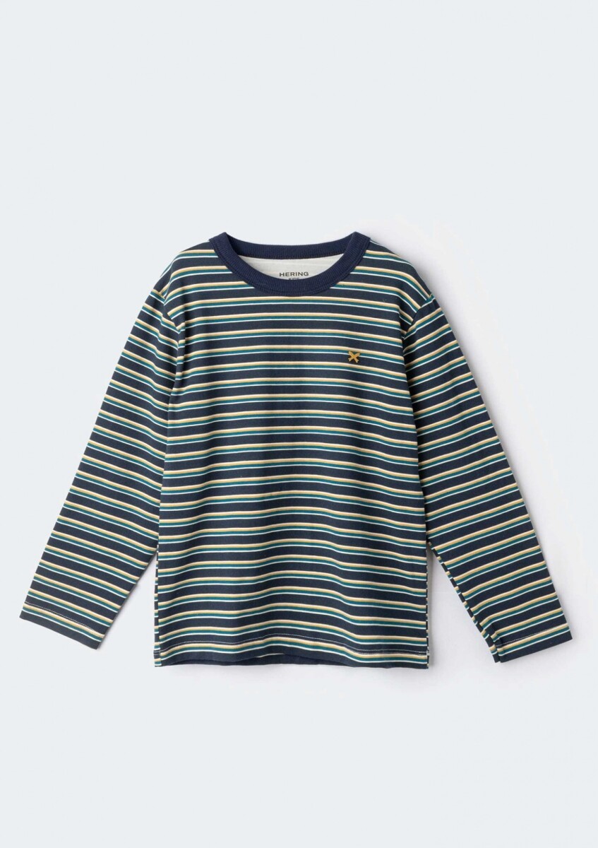 CAMISETA ESTAMPADA DE MANGA LARGA - AZUL 