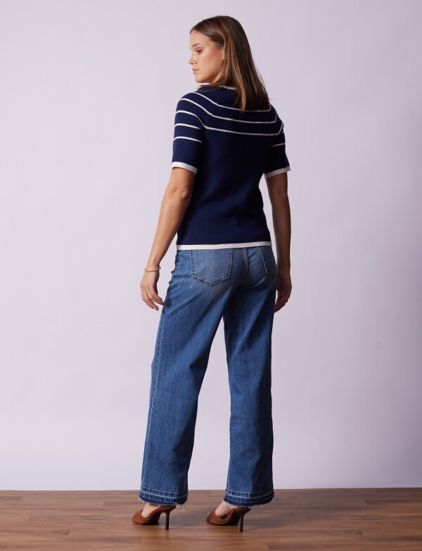 Buzo Botones AZUL/BLANCO