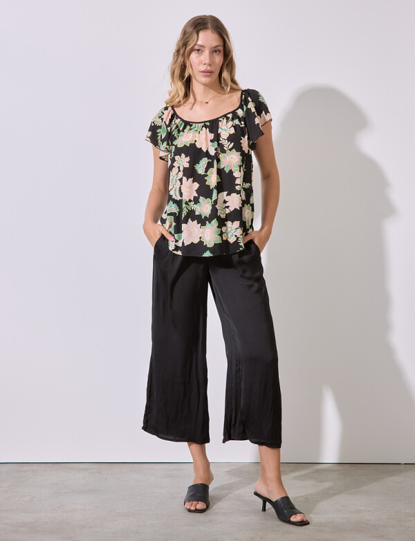 Blusa Flowers NEGRO/MULTI