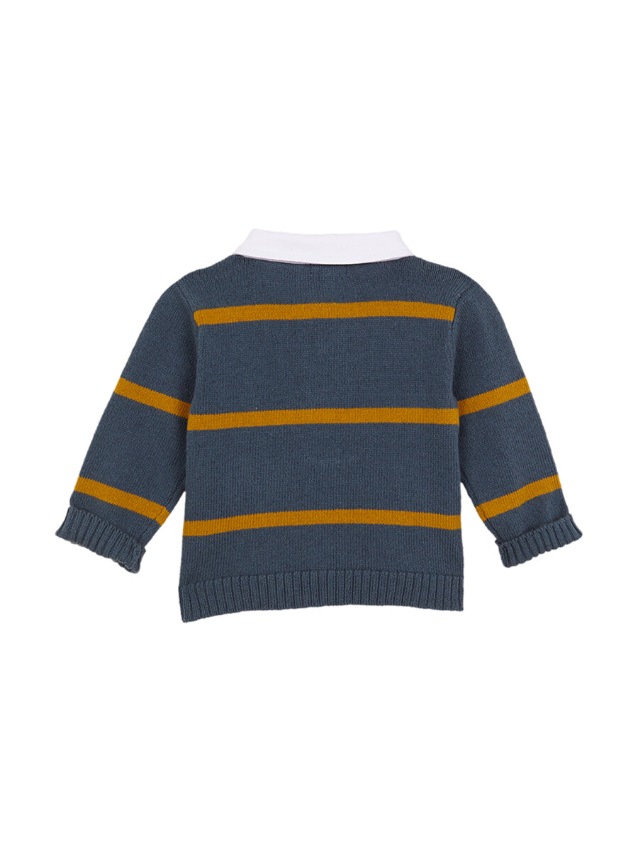 Jersey Polo De Rayas Petroleo