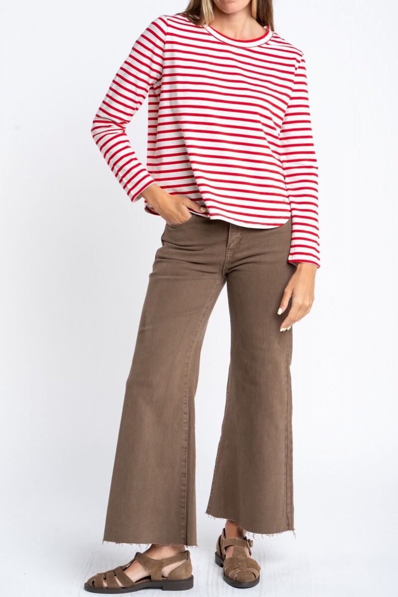 Remera Rayada Algodón Rojo