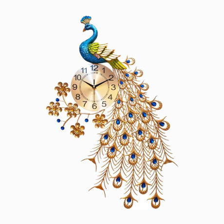 Reloj De Pared Pavo Real Con Flores Reloj De Pared Pavo Real Con Flores