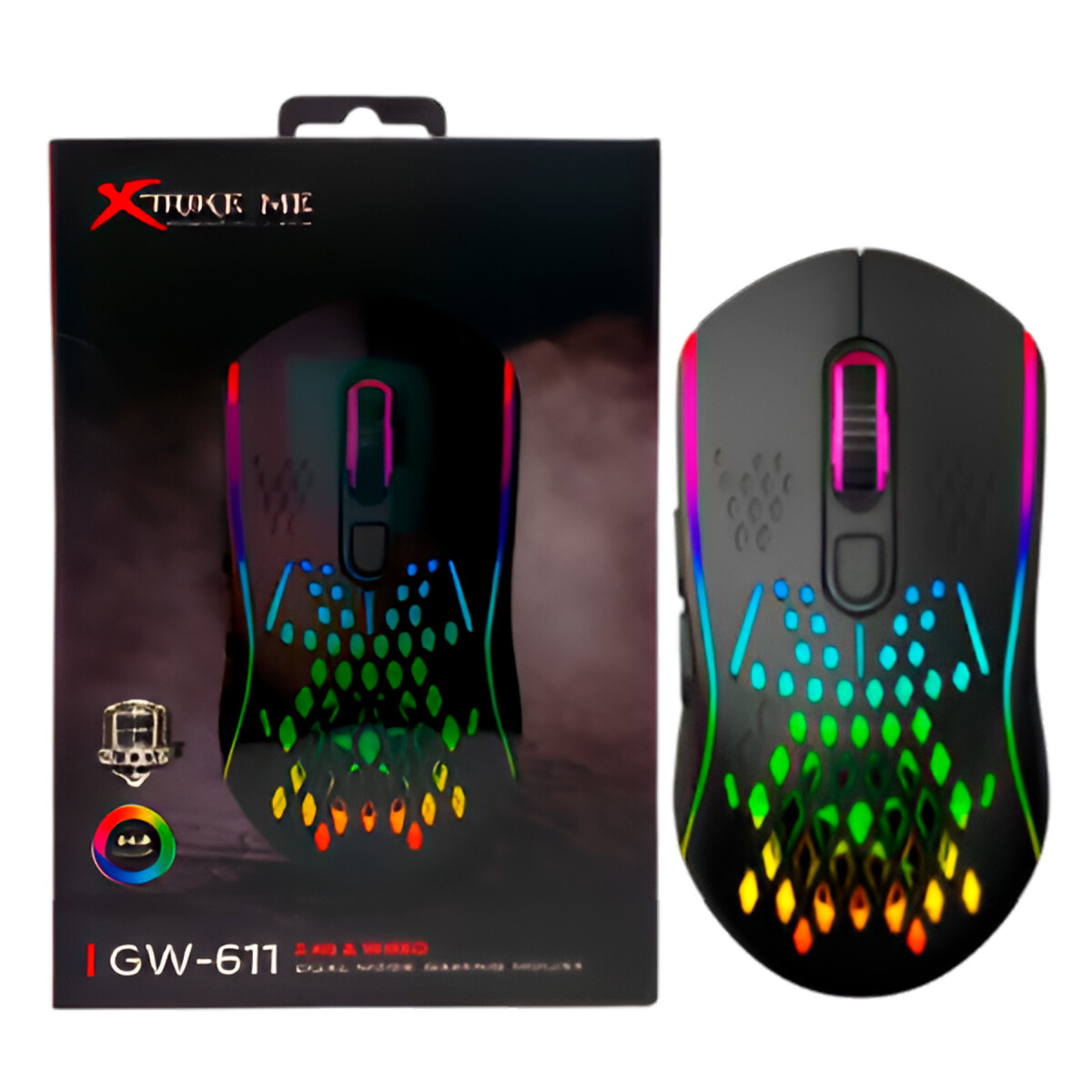 Mouse Gamer Inalambrico Xtrike Me 7 Boton 8000 Dpi Rgb Usb - Color Negro 