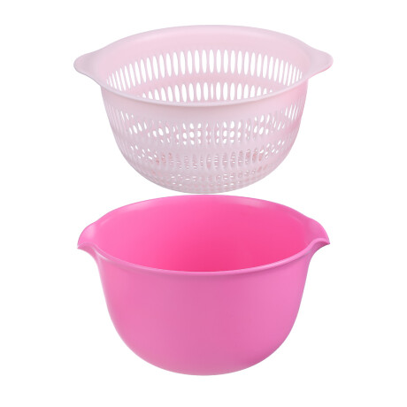 Bowl circular con colador rosa