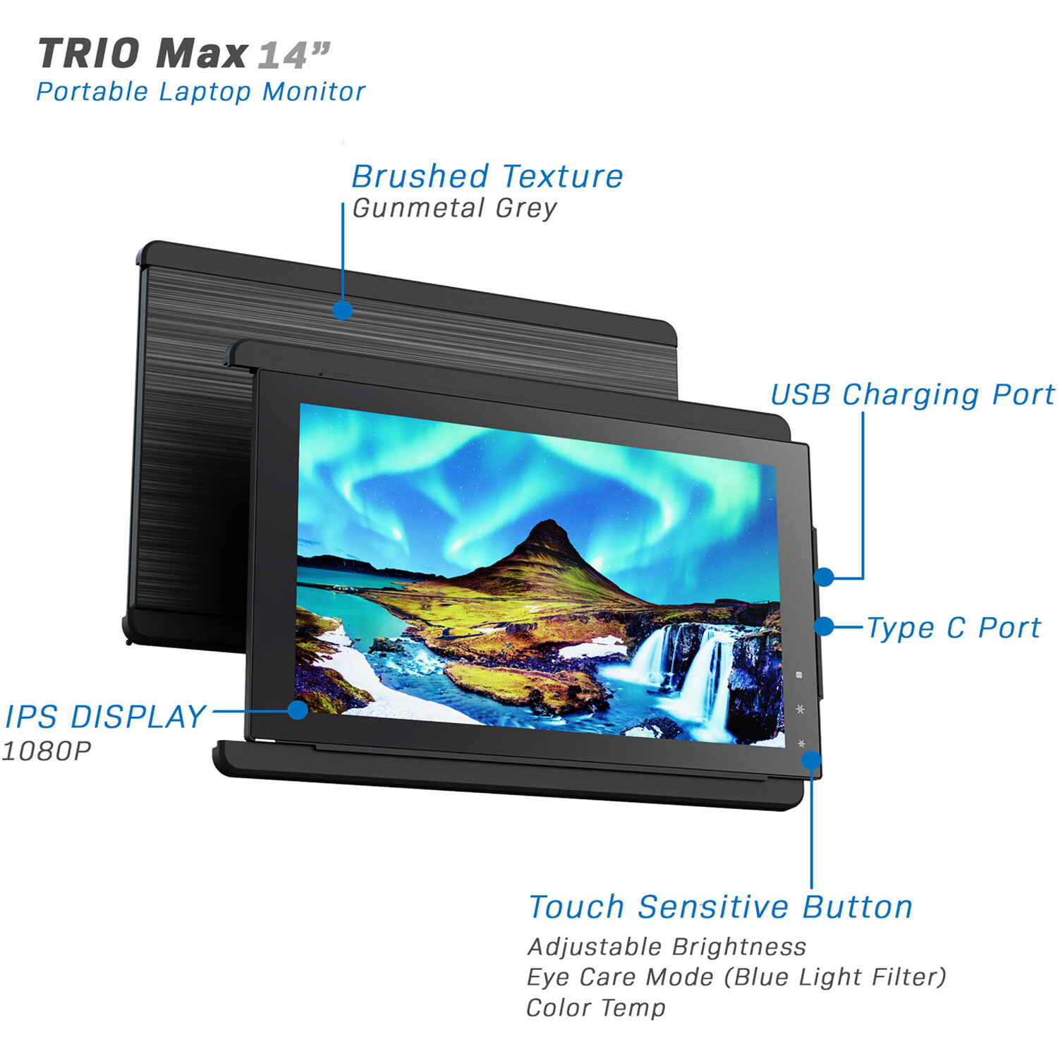 Monitor portátil triple de 14 pulgadas 1080P@60Hz Extensor de pantalla de  computadora portátil para pantalla de monitor doble, pantalla triple