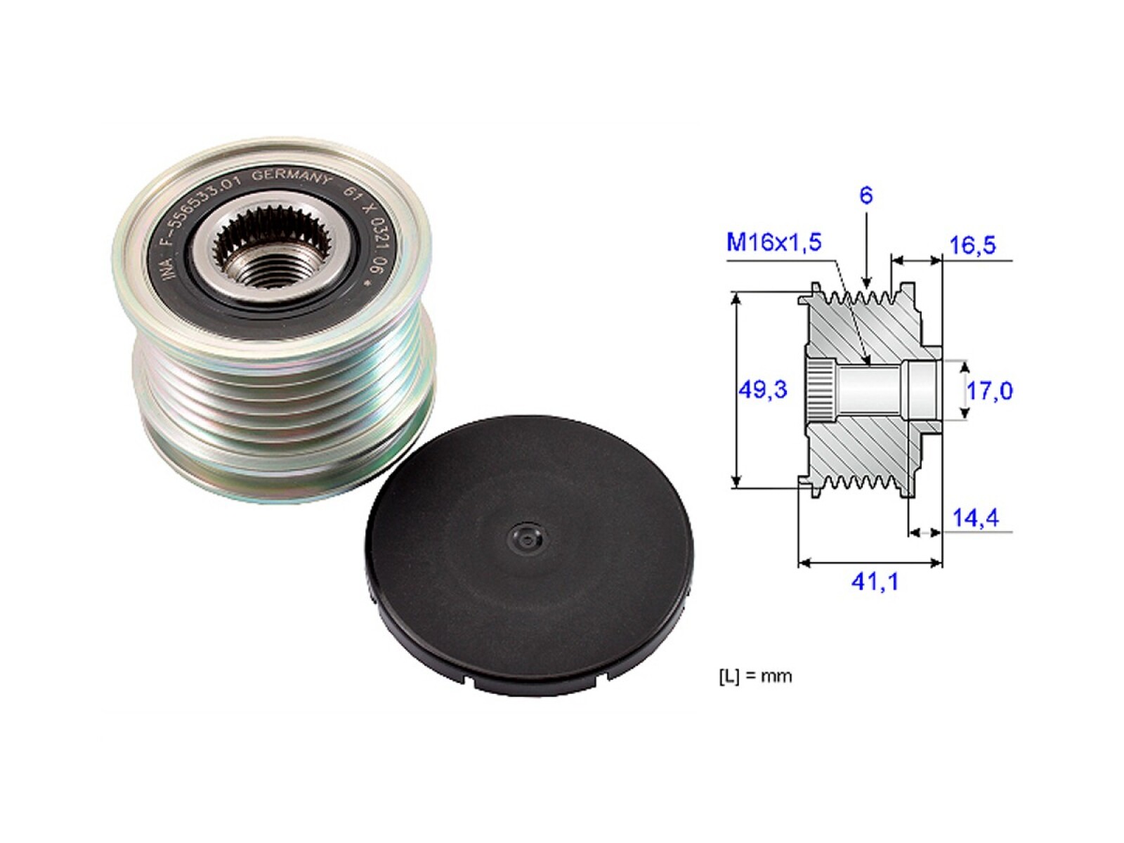Polea Alternador Marcha Libre Citroen Ds3/C4/C4 Cactus/C4 Picasso Grand Picasso/C3/C3 Picasso Peug 5008/207/2008/3008/308/308 S 