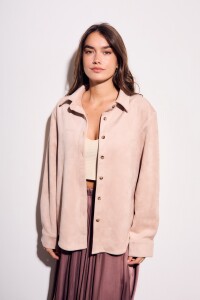 Camisa Gamuza Cuero Vegano Rosa