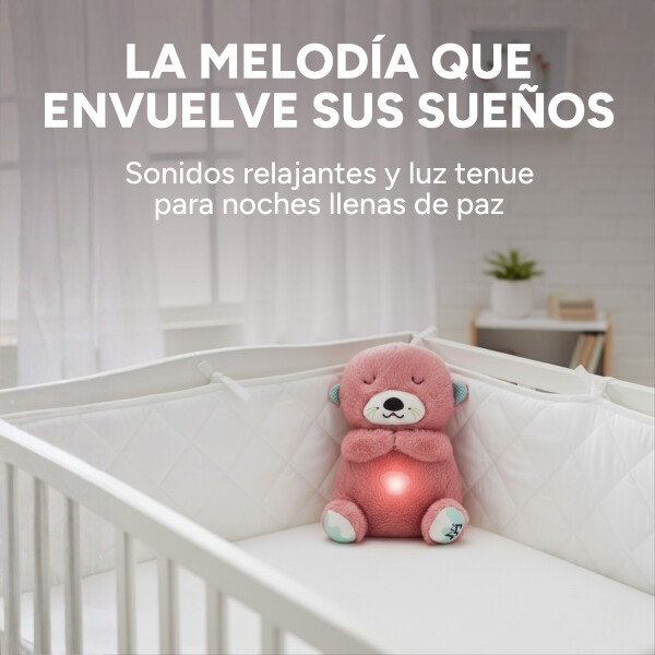 Peluche Nutria Bebé Respira Y Relaja Dormir Niño Tendencia Variante Color Rosa