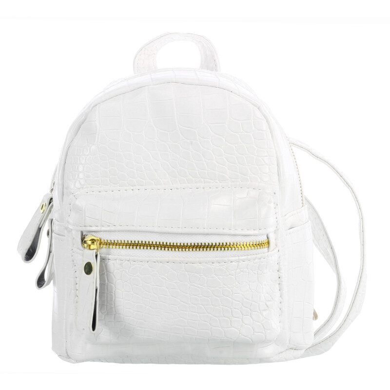 Mochila Miss Carol en material simil croco Blanco