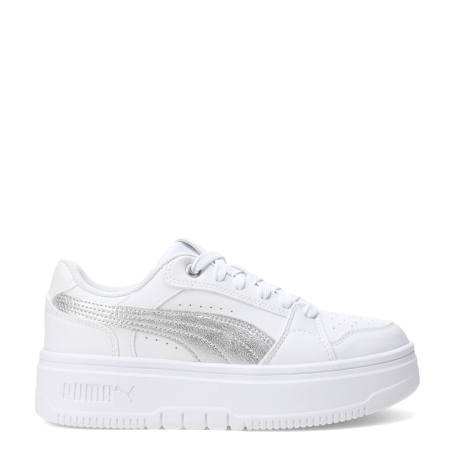 Championes de Mujer Puma Rebound Low Metalic Plataforma Blanco - Plata