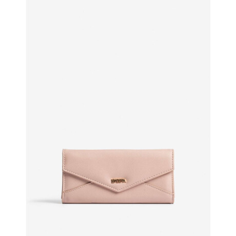 Billetera Fichero Con Solapa Rosa Piel