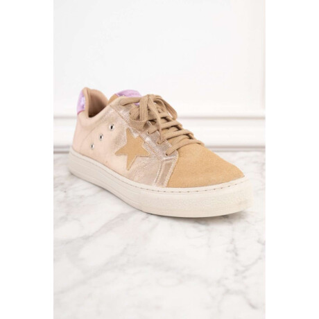 Zapatilla Combinada Cuero Oro Viejo