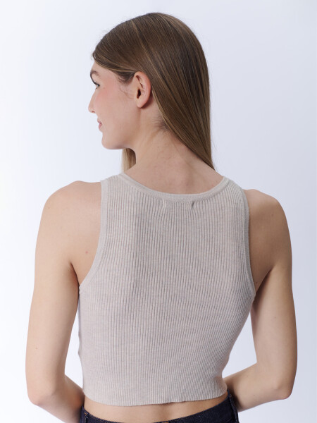 Top punto rib Beige Melange