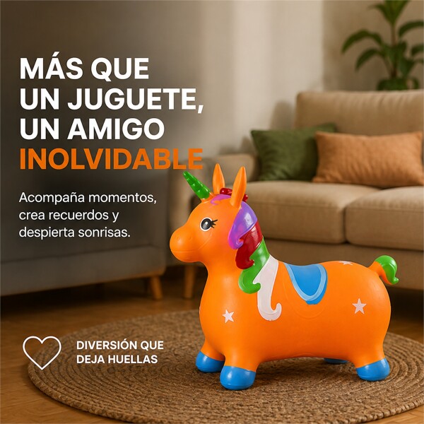 Unicornio Saltarín Inflable Infantil 58 x 55 cm Naranja