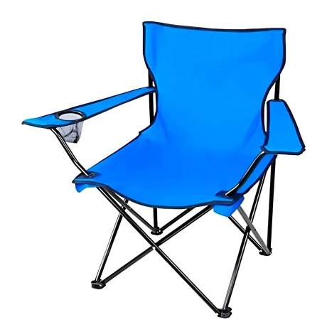Silla Plegable C/Portavaso, Apoyabrazos Bolso Liviana 90 Kg Azul