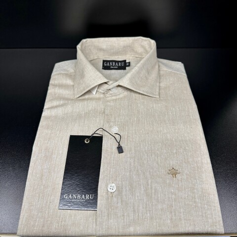 CAMISA DE LINO Beige jaspeado