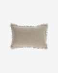 Almohadón Ailen algodón y lino flecos beige 30 x 50 cm