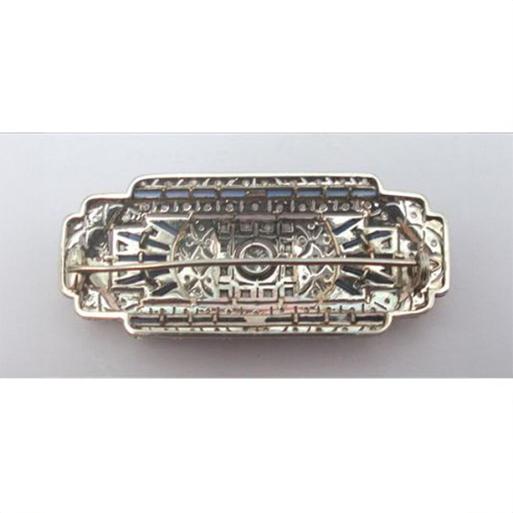 Prendedor Oro 18K Con Brillante Central, Diamantes Y Zafiros Sinteticos Prendedor Oro 18K Con Brillante Central, Diamantes Y Zafiros Sinteticos
