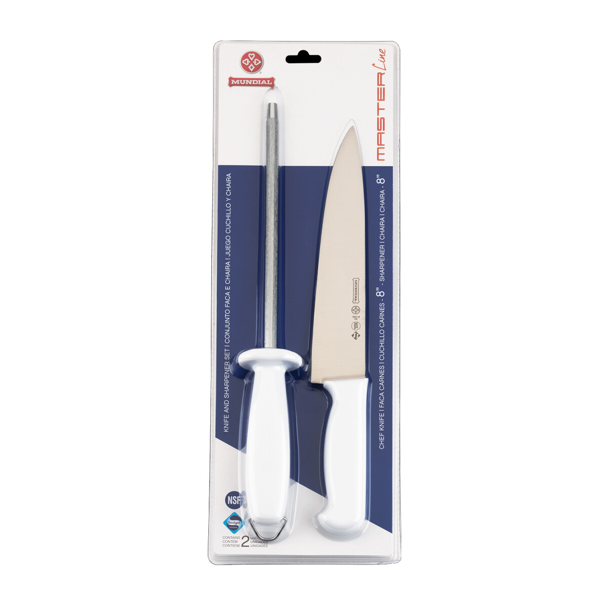 Set cuchillo y chaira 8'' mango blanco - BLANCO 