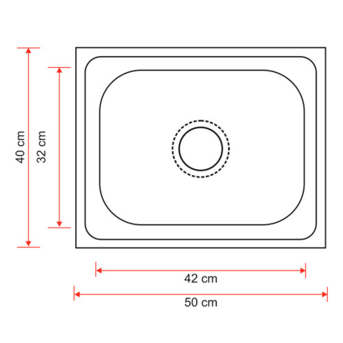 Pileta Simple Brillo Para Cocina De Acero Inoxidable 50X40X18Cm Dgc 000