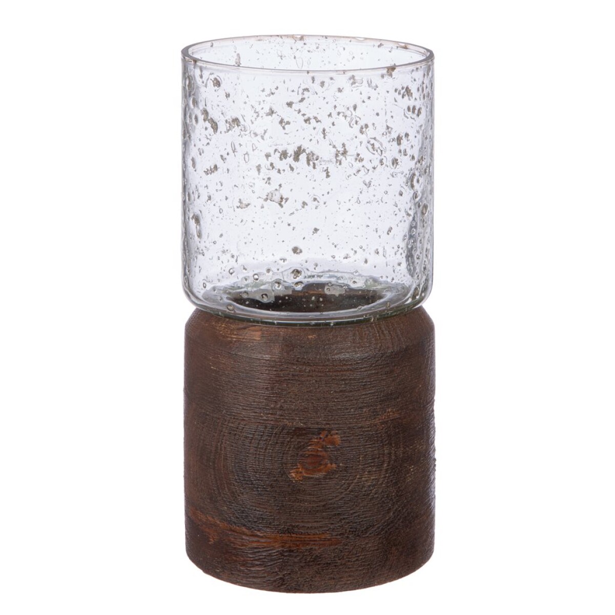 FAROL DE MADERA MANGO D10x21CM MARRON TRANSPARENTE 