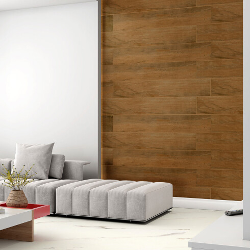 Porcelanato Maderado Marron 18X113Cm Piso Pared GAMAS DE MARRON