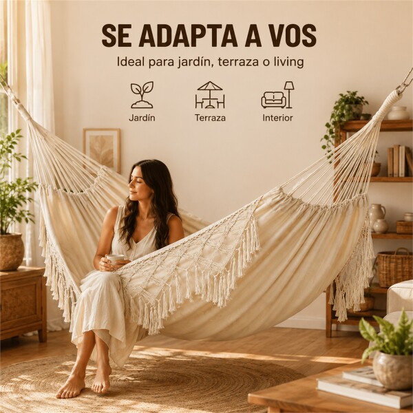 Hamaca Paraguaya Silla Colgante Reforzada Jardín Bolso + Acc Variante Color Blanco