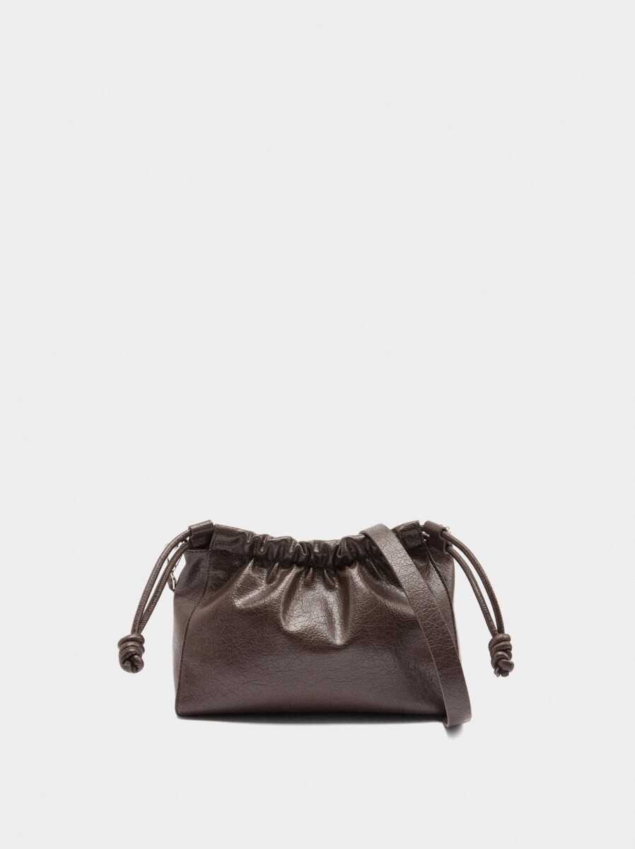 Bolso Bandolera Con Fruncido - marron 