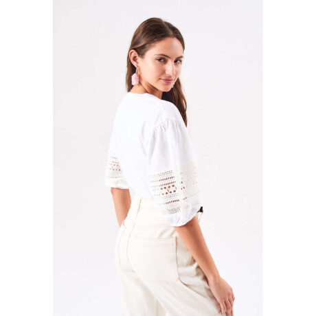 Remera Algodon Combinada Blanco