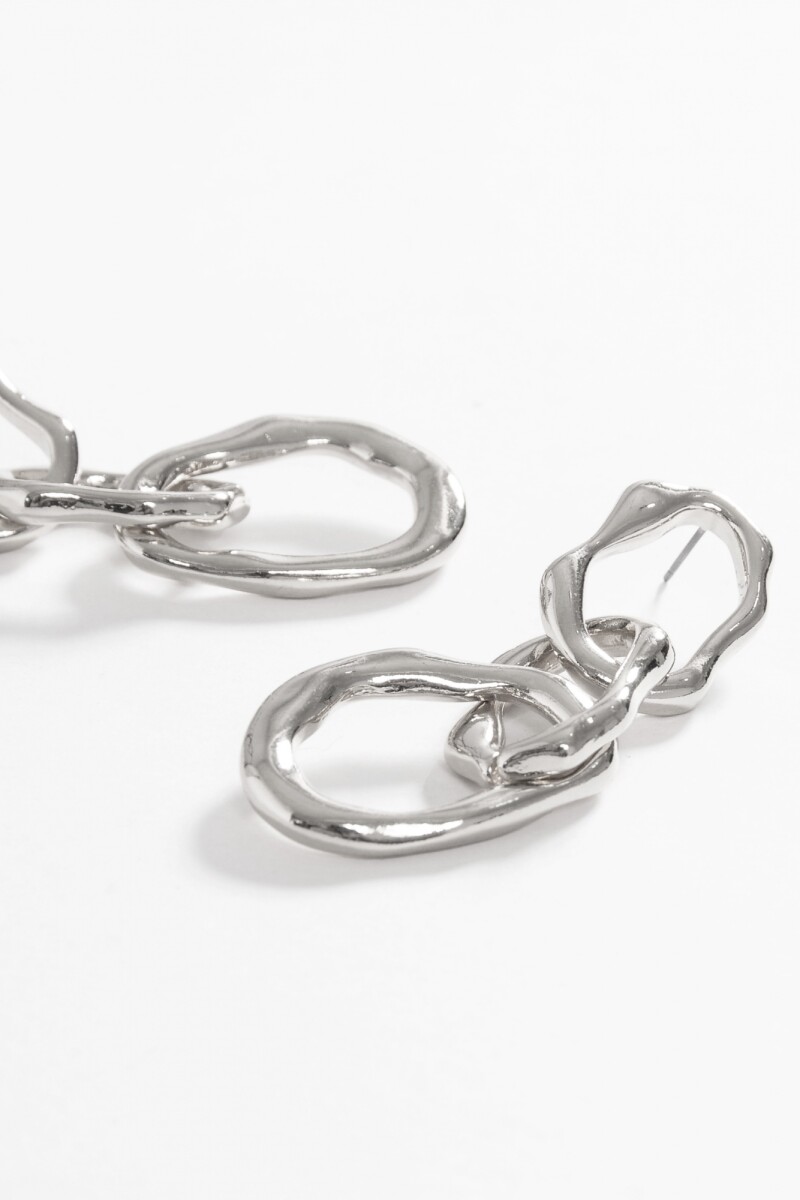 Caravanas largas aros machacados plateado