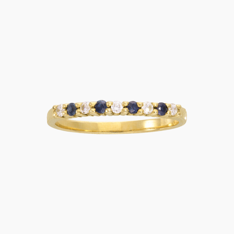 Anillo medio sin fin en oro 18K con zafiros y brillantes Anillo Medio Sin Fin En Oro 18k Con Zafiros Y Brillantes