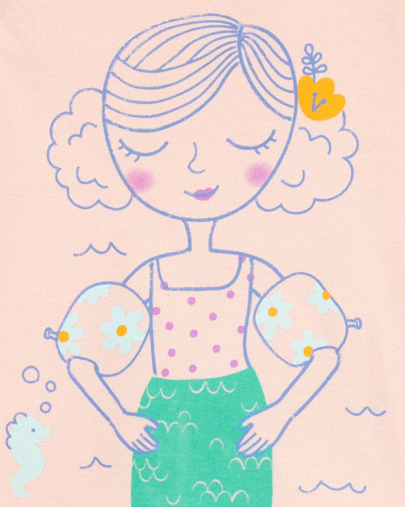 Pijama cuatro piezas de algodón dos remeras y dos shorts, diseños sirenas Pijama cuatro piezas de algodón dos remeras y dos shorts, diseños sirenas