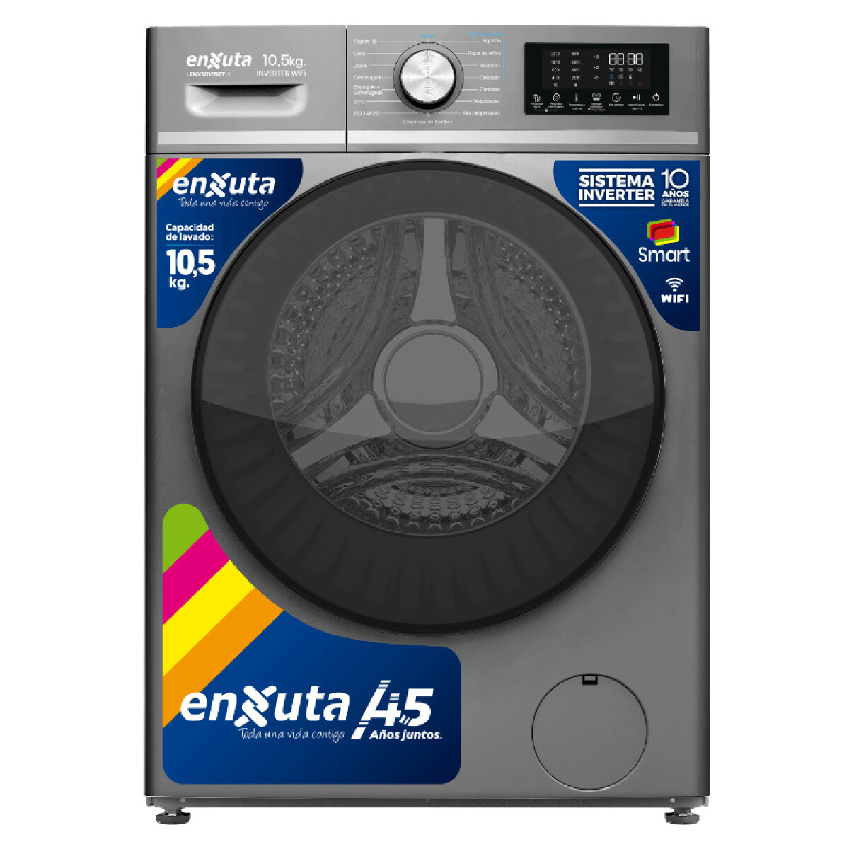 Lavarropas Smart Carga Frontal Inverter 10,5 KG LENXS01050T 
