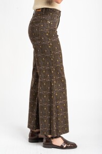 Jean Flared Wide Leg Print Chocolate