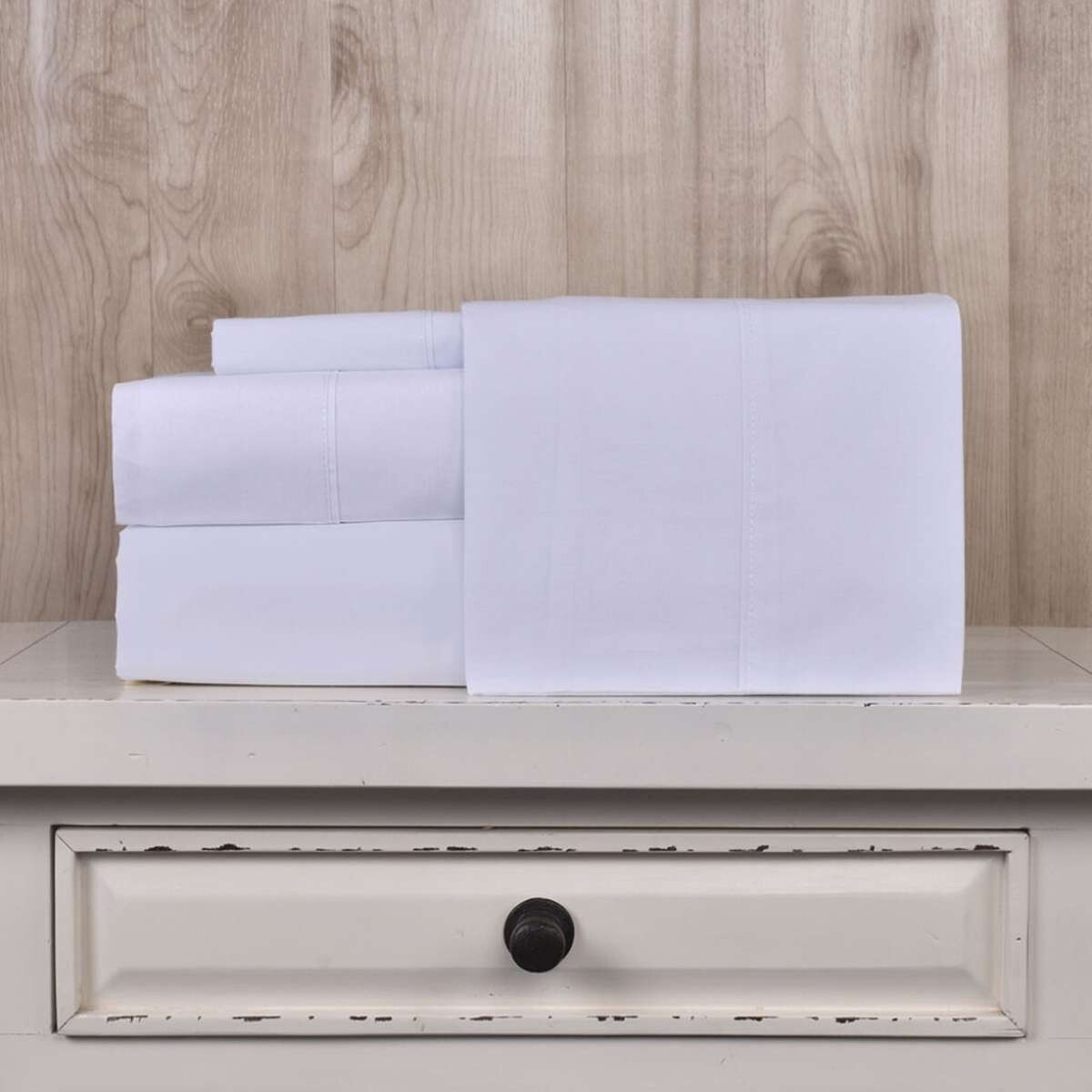 Juego Sábanas King Size Pilar 200 Hilos 100% Algodón - Blanco 