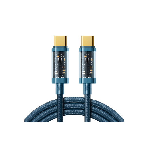 Cable trenzado Joyroom USB-C a USB-C 1.2 metros color azul Cable Trenzado Joyroom Usb-c A Usb-c 1.2 Metros Color Azul