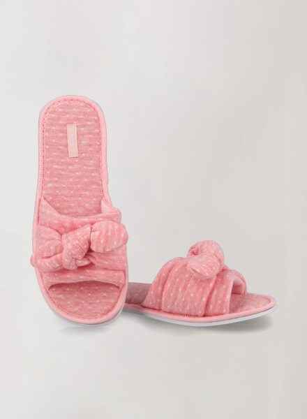 Pantufla abierta moña Rosa coral