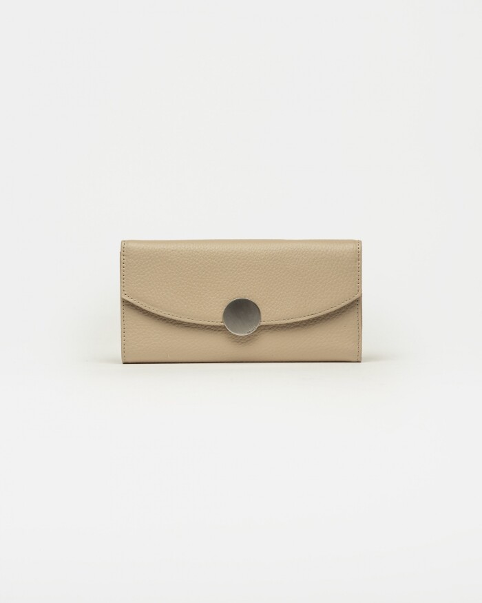 Billetera The Circle en cuero graneado Taupe