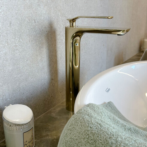 Griferia De Lavatorio Alto Linea Modena Aqualia Monocomando 35Mm Dorado DORADO-BRUSHED GOLD